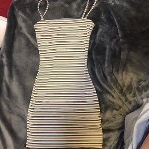 Sexy Divided striped skin tight dress